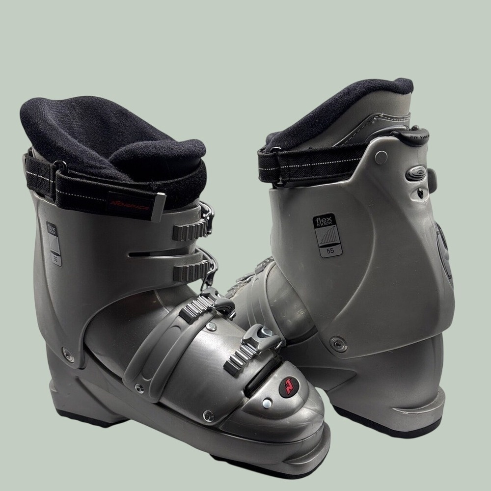 Nordica AFX W Womens Ski Boots Grey Silver Flex 55 Size 26.0 26.5 305mm BSL